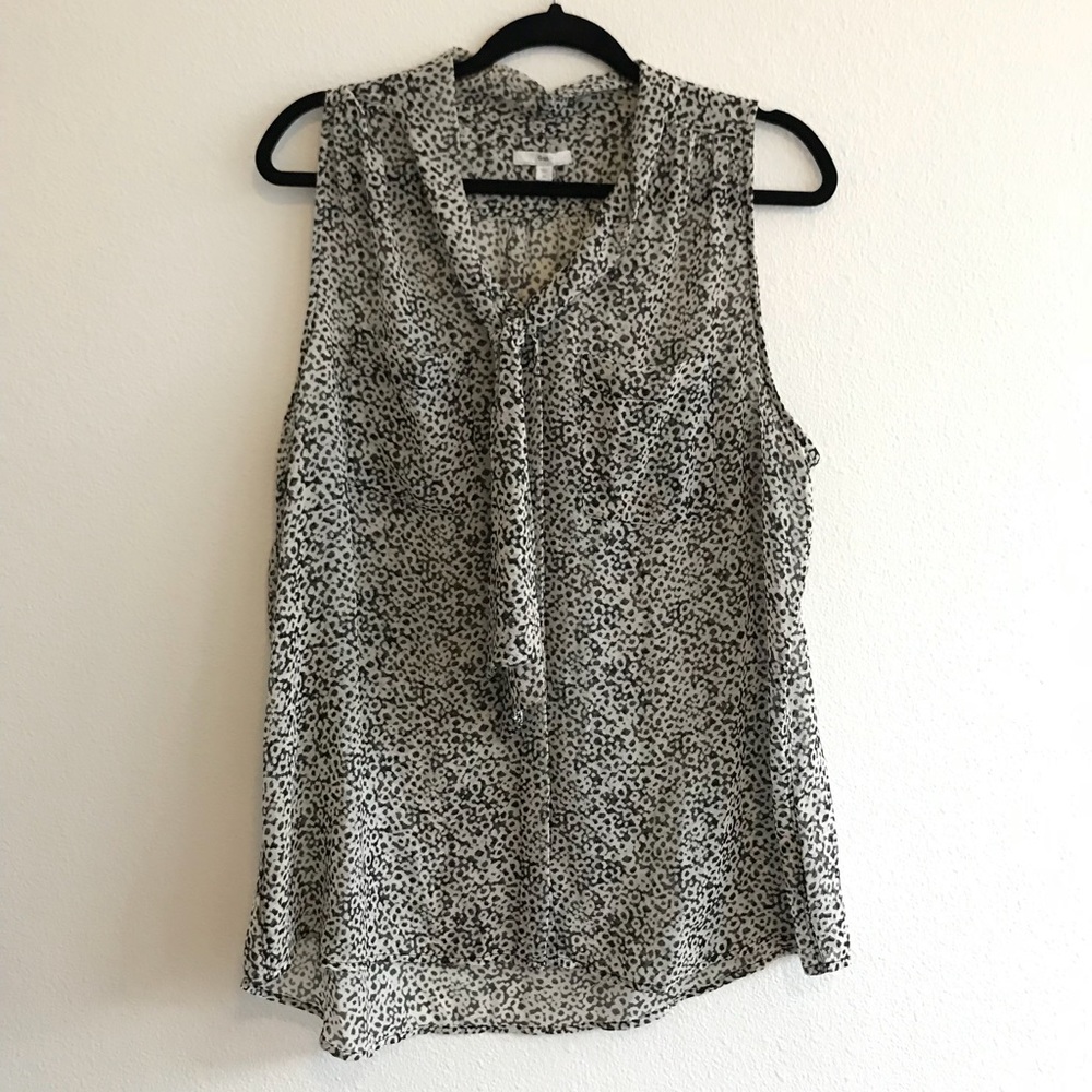 Sleeveless black and white tie-neck blouse Gap XL